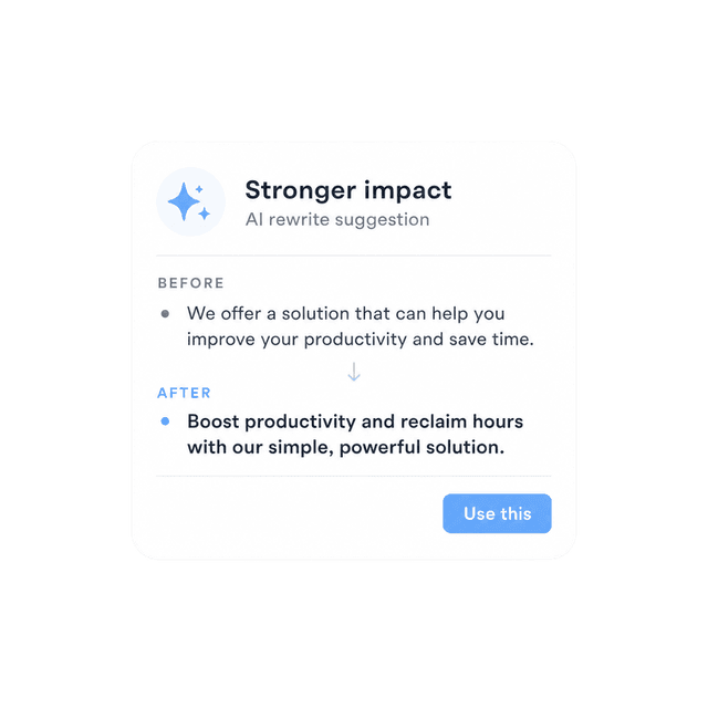 AI rewrite suggestion card